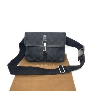 Authentic Gucci black monogram waist bag fanny pack belt bag